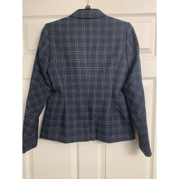Tommy Hilfiger 4 Plaid Cropped Casual Preppy Blazer Jacket Navy Blue - Picture 3 of 10